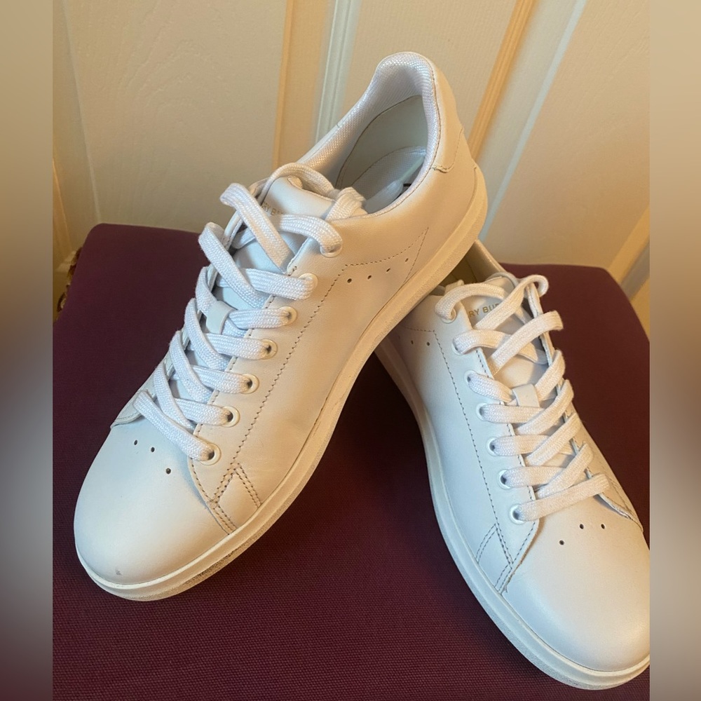 Tory Burch. Titanium White Howell Court, Smooth  Calf. Only used once, with box.